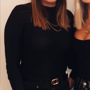 Showpo all black high neck bodysuit